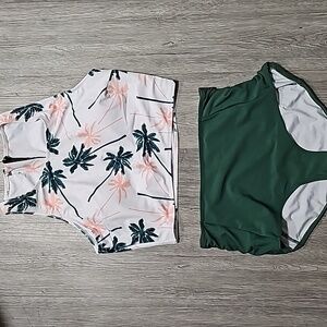 2-Piece Palm Tree/Green  Swimsuit Medium